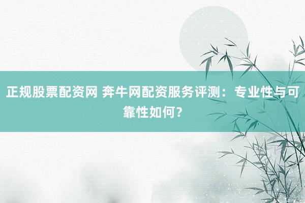 正规股票配资网 奔牛网配资服务评测:专业性与可靠性如何?
