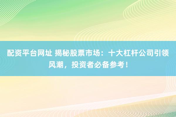 配资平台网址 揭秘股票市场：十大杠杆公司引领风潮，投资者必备参考！