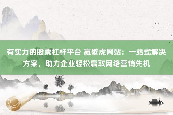 有实力的股票杠杆平台 赢壁虎网站:一站式解决方案,助力企业轻松赢取网络营销先机