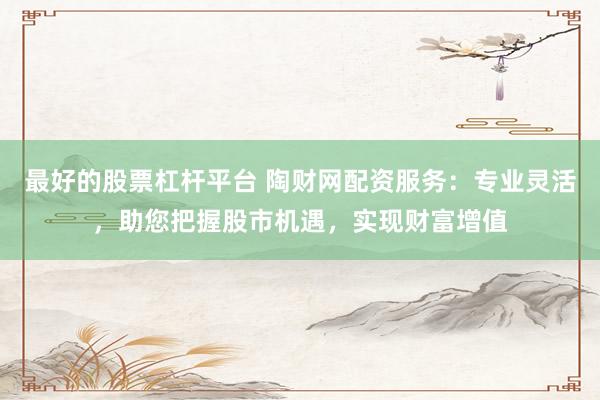 最好的股票杠杆平台 陶财网配资服务：专业灵活，助您把握股市机遇，实现财富增值