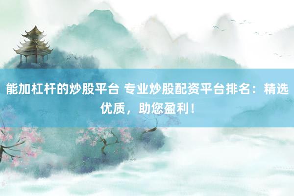 能加杠杆的炒股平台 专业炒股配资平台排名:精选优质,助您盈利!