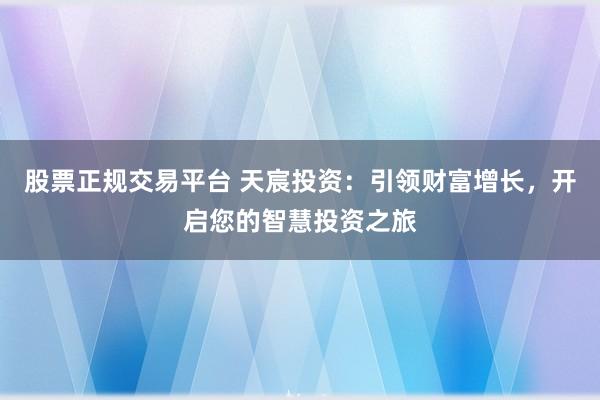 股票正规交易平台 天宸投资：引领财富增长，开启您的智慧投资之旅