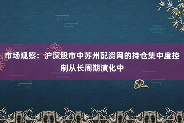 市场观察：沪深股市中苏州配资网的持仓集中度控制从长周期演化中
