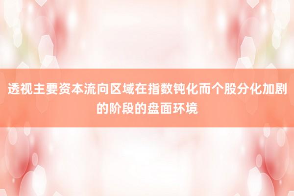 透视主要资本流向区域在指数钝化而个股分化加剧的阶段的盘面环境