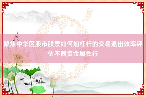 聚焦中华区股市股票如何加杠杆的交易退出效率评估不同资金属性行