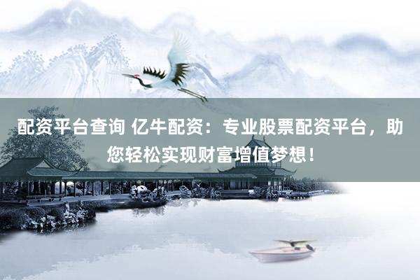 配资平台查询 亿牛配资:专业股票配资平台,助您轻松实现财富增值梦想!