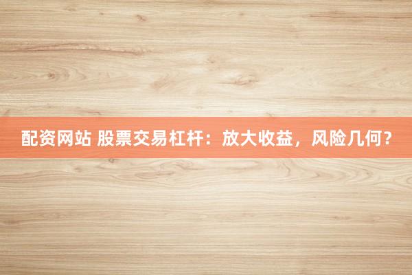 配资网站 股票交易杠杆：放大收益，风险几何？