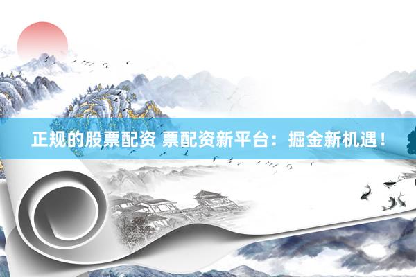 正规的股票配资 票配资新平台：掘金新机遇！