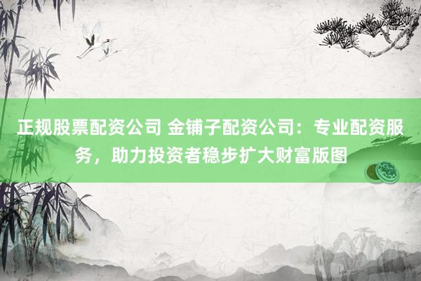 正规股票配资公司 金铺子配资公司:专业配资服务,助力投资者稳步扩大财富版图