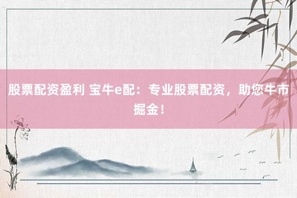 股票配资盈利 宝牛e配：专业股票配资，助您牛市掘金！