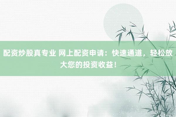 配资炒股真专业 网上配资申请：快速通道，轻松放大您的投资收益！